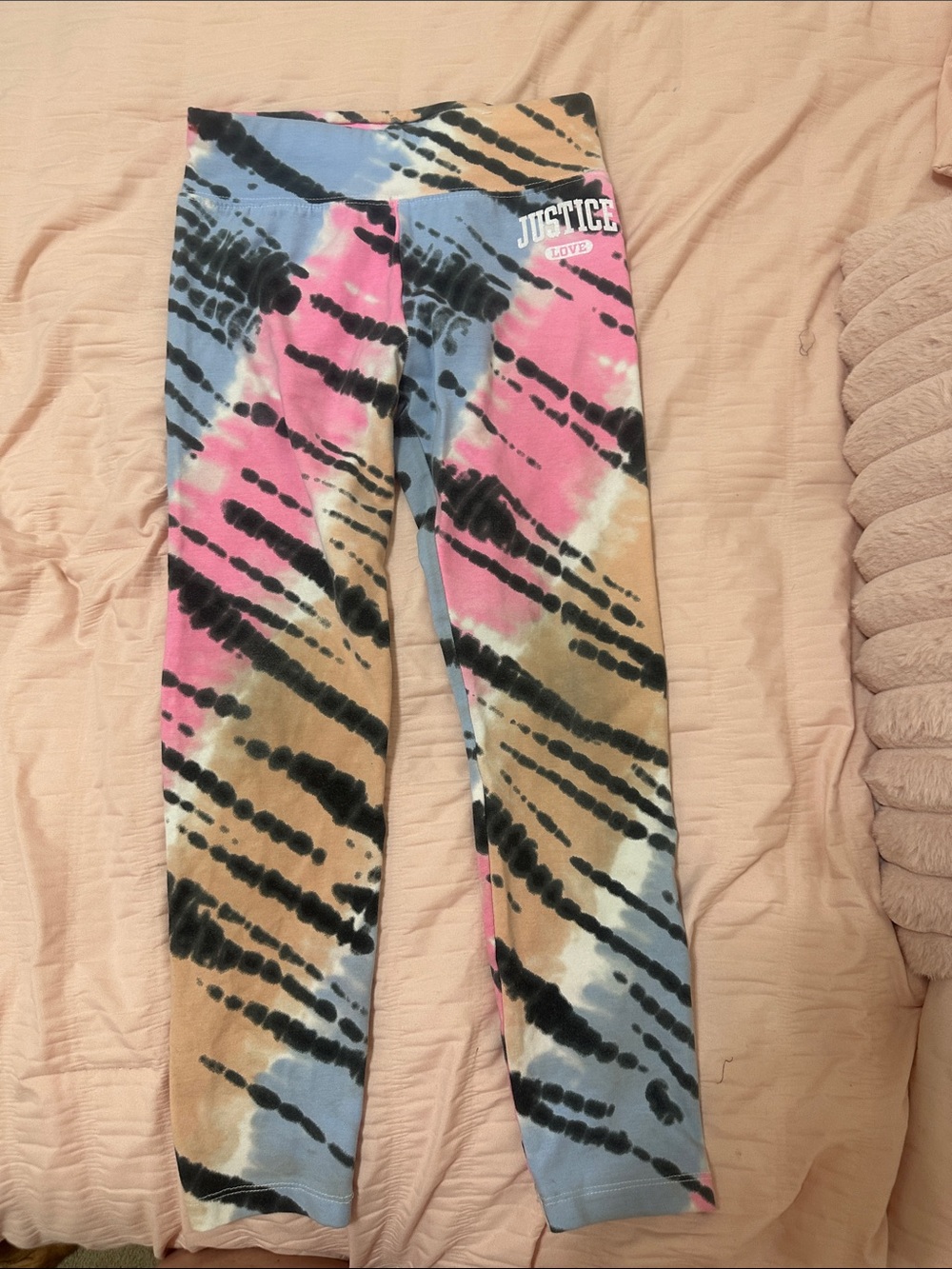 Justice Girls' Tie-Dye Leggings - Pink, Blue & Orange